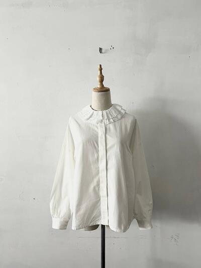MAGALI フリルカラー コットン ブラウス ホワイト 画像1