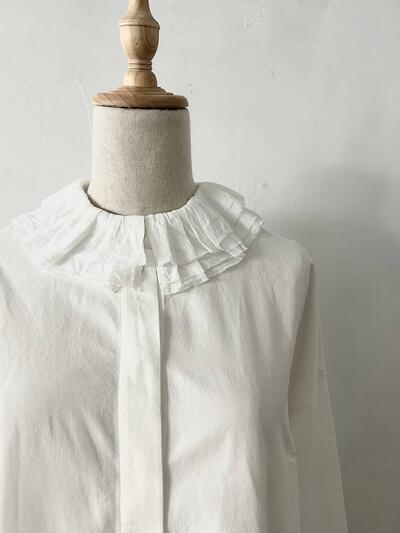 MAGALI フリルカラー コットン ブラウス ホワイト 画像4