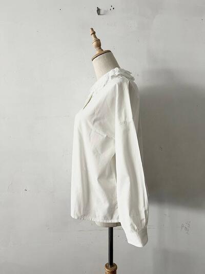 MAGALI フリルカラー コットン ブラウス ホワイト 画像6