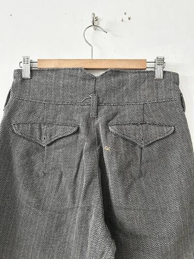 【美品】45R ヘリンボーン コットン テーパード パンツ シルバー・ブラック 画像5