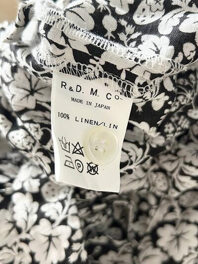【美品】R&D.M.Co- リネン フラワープリント キュロット パンツ ブラック・ホワイト 画像8