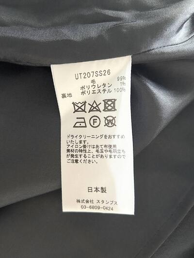 【美品】utilite ウールスタンドカラーハイウエスト切替フレアロングワンピース ネイビー 画像10