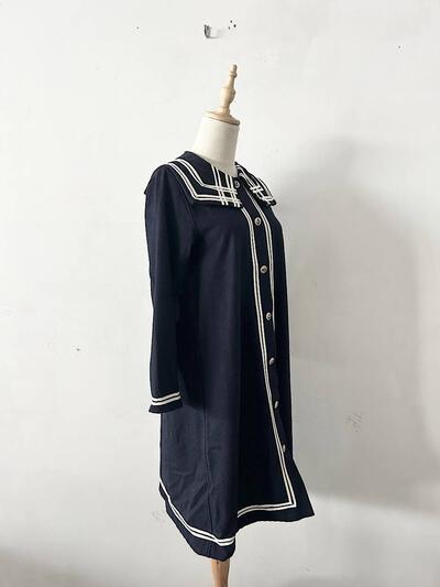 BEAMS BOY セーラーカラー ニット ワンピース ネイビー 画像4
