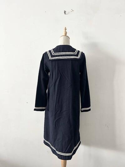 BEAMS BOY セーラーカラー ニット ワンピース ネイビー 画像6