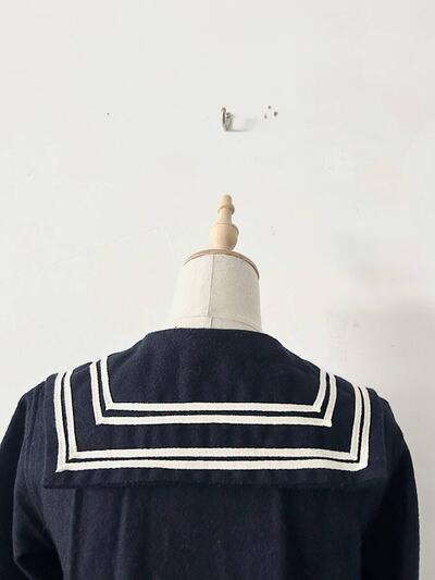 BEAMS BOY セーラーカラー ニット ワンピース ネイビー 画像7