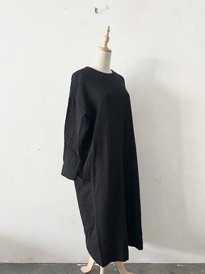 Kagure ウール ボートネック ロング ワンピース ブラック 画像3