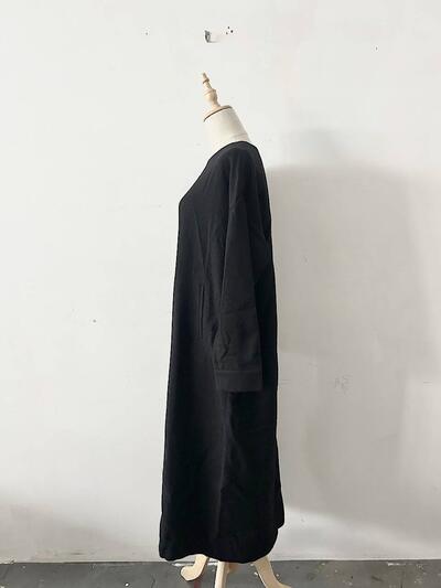 Kagure ウール ボートネック ロング ワンピース ブラック 画像4
