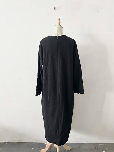 Kagure ウール ボートネック ロング ワンピース ブラック 画像5