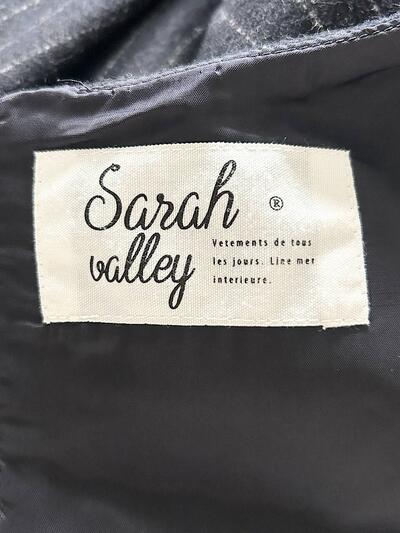 Sarah valley ストライプ ウール ノースリーブ フレア ワンピース チャコール 画像10