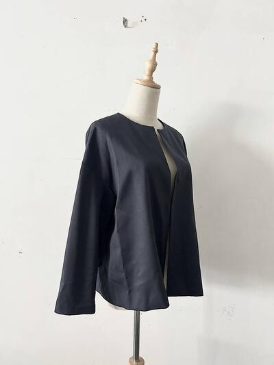 【美品】utilité ウールストレッチ ノーカラー ジャケット ネイビー 画像6