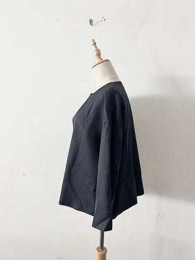 【美品】utilité ウールストレッチ ノーカラー ジャケット ネイビー 画像7