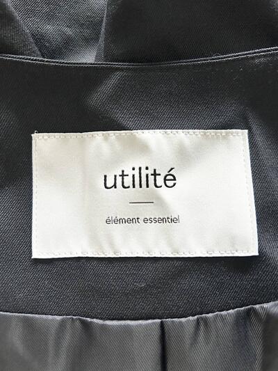 【美品】utilité ウールストレッチ ノーカラー ジャケット ネイビー 画像9