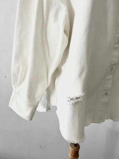 DouDou ダメージ デニム ビッグ シャツ 画像5
