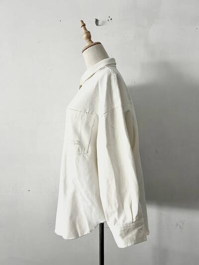 DouDou ダメージ デニム ビッグ シャツ 画像7