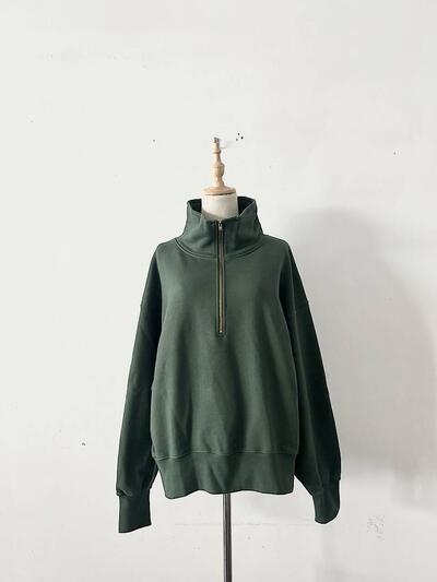 KHA:KI ハーフジップ 裏起毛 スウェット プルオーバー 画像1