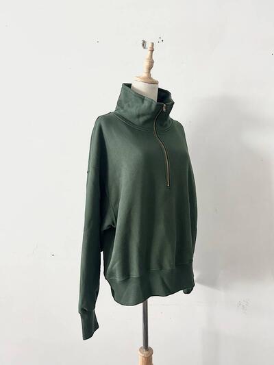 KHA:KI ハーフジップ 裏起毛 スウェット プルオーバー 画像3