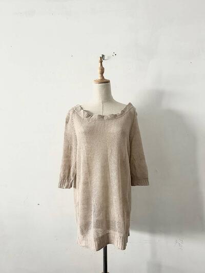 【美品】DRESSTERIOR リネン ニット チュニック ベージュ 画像1
