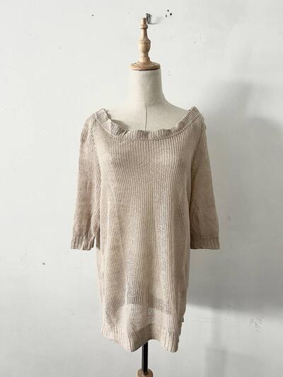 【美品】DRESSTERIOR リネン ニット チュニック ベージュ 画像2