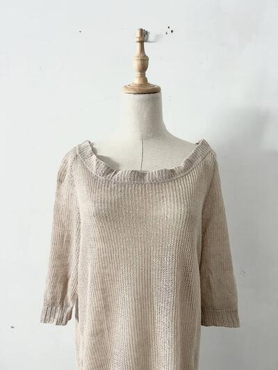 【美品】DRESSTERIOR リネン ニット チュニック ベージュ 画像4
