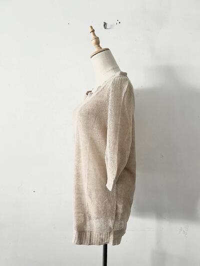 【美品】DRESSTERIOR リネン ニット チュニック ベージュ 画像6
