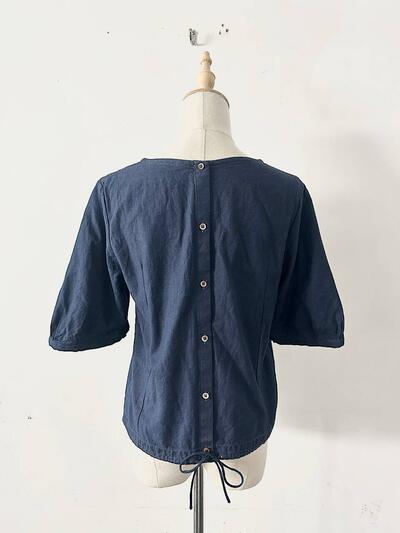 45R バックボタン コットン ブラウス 画像8