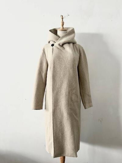 【美品】R&D.M.Co- ウール フーデッド ロング コート 画像1