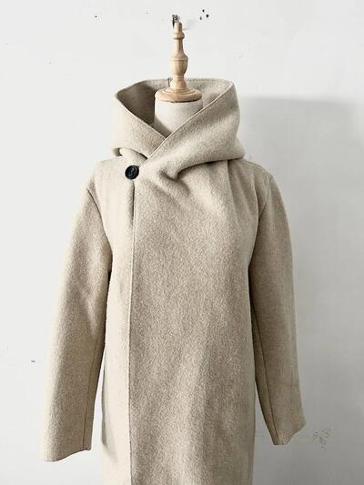 【美品】R&D.M.Co- ウール フーデッド ロング コート 画像2