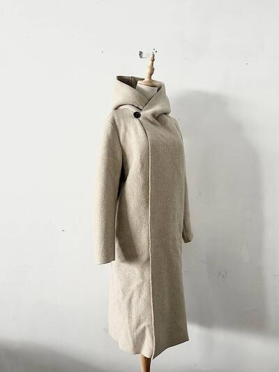 【美品】R&D.M.Co- ウール フーデッド ロング コート 画像4