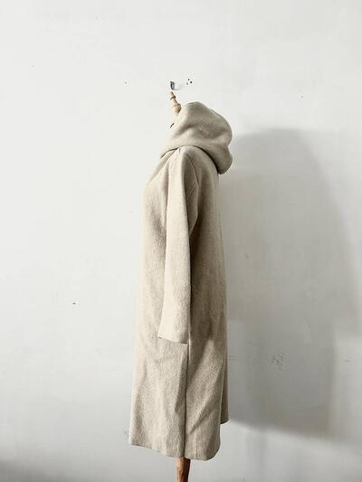【美品】R&D.M.Co- ウール フーデッド ロング コート 画像5