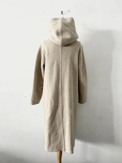 【美品】R&D.M.Co- ウール フーデッド ロング コート 画像6