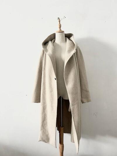 【美品】R&D.M.Co- ウール フーデッド ロング コート 画像9