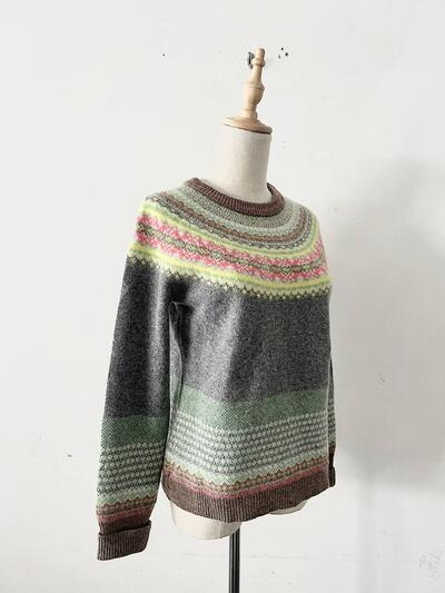 ERIBÉ フェアアイル柄 ヨーク切替 ニット プルオーバー 画像4