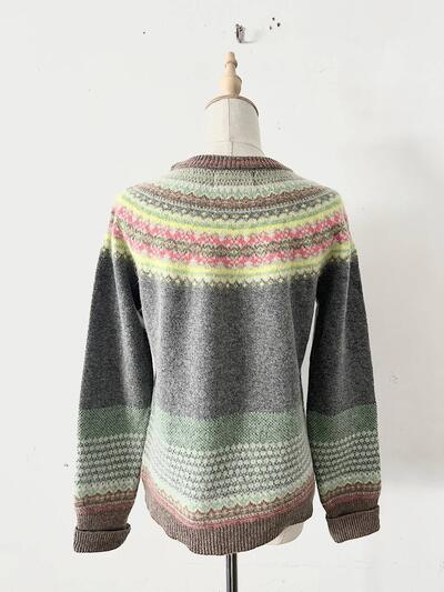 ERIBÉ フェアアイル柄 ヨーク切替 ニット プルオーバー 画像6