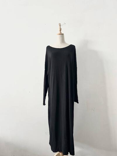Yoli コットン カシミヤ ロング ニット ワンピース ブラック 画像1