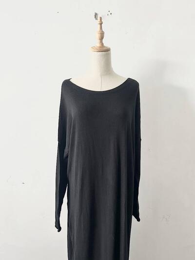 Yoli コットン カシミヤ ロング ニット ワンピース ブラック 画像2