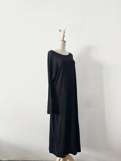 Yoli コットン カシミヤ ロング ニット ワンピース ブラック 画像4