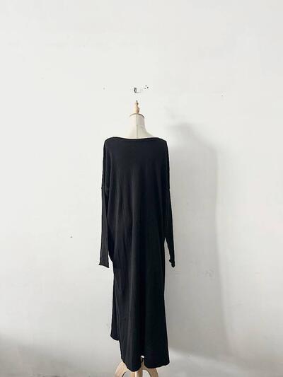 Yoli コットン カシミヤ ロング ニット ワンピース ブラック 画像8