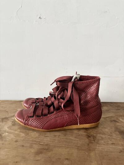 PUMA THE BLACK LABEL 　ハイカットスニーカー レザー パンチング ボルドー　24cm 画像3
