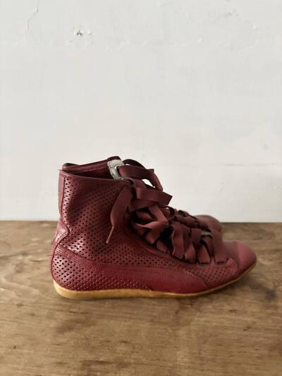PUMA THE BLACK LABEL 　ハイカットスニーカー レザー パンチング ボルドー　24cm 画像6