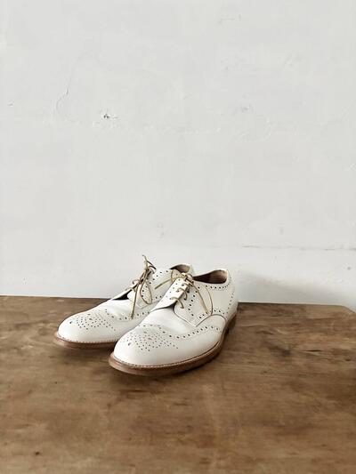 【美品】MARGARET HOWELL idea ウィングチップ レースアップシューズ 白 39 画像1