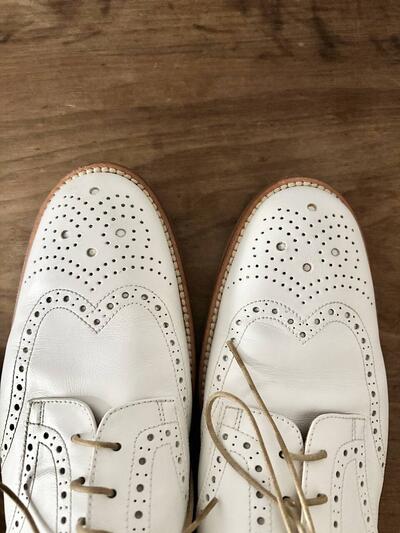 【美品】MARGARET HOWELL idea ウィングチップ レースアップシューズ 白 39 画像5