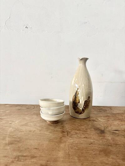 【美品】丹波立杭焼 徳利 お猪口セット 海老 徳利 高さ約20cm 民藝 画像1