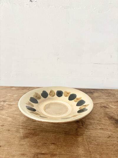【美品】やちむん 皿 20cm 水玉 ドット柄 プレート 沖縄 焼き物 画像5
