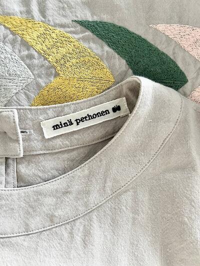 mina perhonen bird 25周年 復刻 ys1077s 36 リネンコットン 刺繍 ブラウス シャツ ベージュ ミナペルホネン 画像9