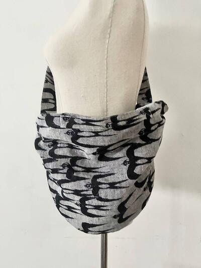【美品】mina perhonen ハロー スワロー リネン ジャガード ボディ バッグ ショルダー バッグ 画像8