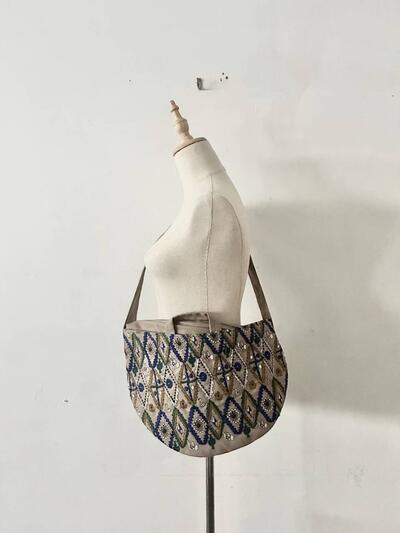 【美品】mina perhonen フォレスト ダイヤモンド エンブロイダリー ショルダー バッグ 画像1