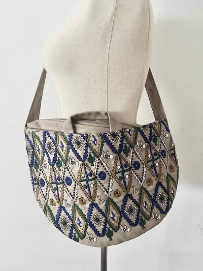 【美品】mina perhonen フォレスト ダイヤモンド エンブロイダリー ショルダー バッグ 画像2
