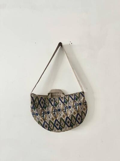 【美品】mina perhonen フォレスト ダイヤモンド エンブロイダリー ショルダー バッグ 画像5