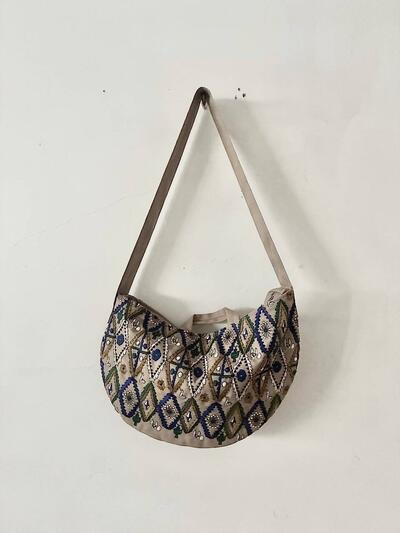 【美品】mina perhonen フォレスト ダイヤモンド エンブロイダリー ショルダー バッグ 画像6