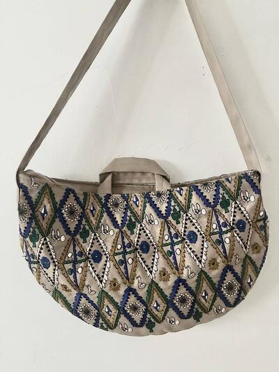 【美品】mina perhonen フォレスト ダイヤモンド エンブロイダリー ショルダー バッグ 画像7